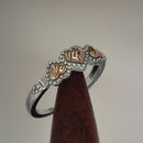 Sterling Silver Rose Gold Two Tone Triple Heart Ring