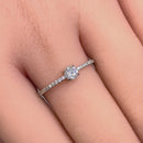 Solid 14K White Gold Round 4mm Clear CZ Ring