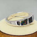 Sterling Silver 5 Bar Black Lab Opal Ring