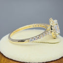 Solid 14K Yellow Gold Oval Cut Halo CZ Engagement Ring