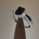 Sterling Silver Black Emerald Cut CZ Ring