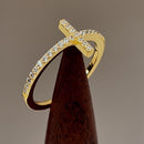 Sterling Silver Gold Plated Cross Clear CZ Ring