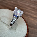 Sterling Silver Clear Emerald Cut Blue CZ Ring