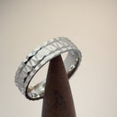 Sterling Silver Diamond Cut Pattern Wedding Band Ring