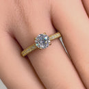 Solid 14K Yellow Gold Classic Round CZ Engagement Ring
