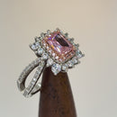 Sterling Silver Royal Pink Halo CZ Ring