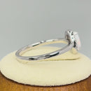 Sterling Silver White Lab Opal Tilted Pear Halo CZ Ring