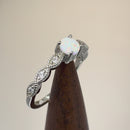 Sterling Silver White Lab Opal CZ Engagement Ring