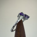 Sterling Silver Double Heart Amethyst CZ Ring