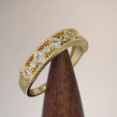 Solid 14K Yellow Gold Alternating Round Cut CZ Ring