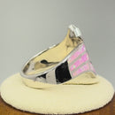 Sterling Silver Crooked Pink Lab Opal Ring