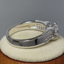 Sterling Silver Eloquent Round & Emerald Cut Clear CZ Engagement Ring