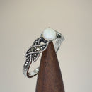 Sterling Silver Oval Fresh Water Pearl Marcasite Ring