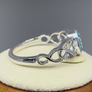 Sterling Silver Oval Aqua Blue CZ Celtic Ring