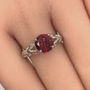 Sterling Silver Swirl Design Garnet and Clear CZ Ring