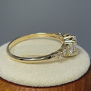 Solid 14K Yellow Gold Triple Round Clear CZ Engagement Ring