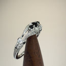 Sterling Silver Filigree Black CZ Ring