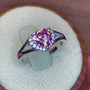 Sterling Silver Heart Shape Pink CZ Ring