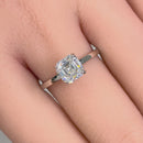 Solid 14K White Gold Asscher 6.5mm Clear CZ Engagement Ring