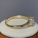 Solid 14K Yellow Gold Triple Round Cut CZ Engagement Ring