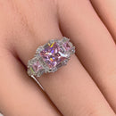 Sterling Silver Classic Princess, Emerald & Round Cut with Pink & Clear CZ Ring
