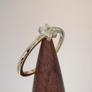 Solid 14K Yellow Gold Dainty Flower Diamond Ring