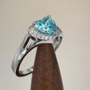 Sterling Silver Heart Shape Aquamarine CZ Ring