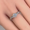 Solid 14K White Gold Round Cut CZ Engagement Ring