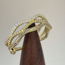 Solid 14K Gold 3 in 1 CZ Stackable Wave Ring