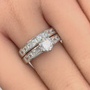 Sterling Silver Clear Engagement Set Ring