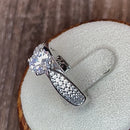 Sterling Silver Pave Engagement Clear CZ Ring