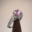 Sterling Silver Swirl Design Pink and Clear CZ Ring