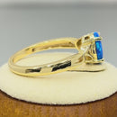 Sterling Silver Gold Plated Center Stone Charmed Blue Lab Opal Ring