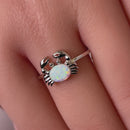 Sterling Silver Crab White Lab Opal Ring