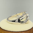 Sterling Silver White Lab Opal Greek Untwine Infinity Ring