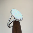 Sterling Silver Marquise White Lab Opal Ring