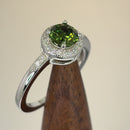 Sterling Silver Elegant Round Halo Peridot CZ Ring