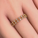 Solid 14K Gold Layered Beaded CZ Ring