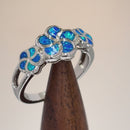 Sterling Silver Lab Opal Plumeria Ring