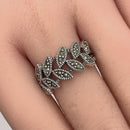 Sterling Silver Double Eye Marquise Marcasite Ring