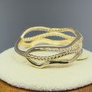Solid 14K Gold 3 in 1 CZ Stackable Wave Ring