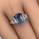 Sterling Silver Bi-Color Blue Sky Ombre CZ Ring