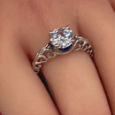 Sterling Silver Swirl Design Clear and Blue CZ Ring