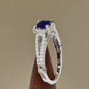 Sterling Silver Lavish Princess Cut Blue Spinel CZ Ring