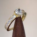 Solid 14K Yellow Gold Round & Princess Cut CZ Engagement Ring