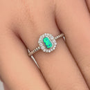 Sterling Silver Blue Lab Opal Octagon Halo CZ Ring