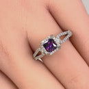 Sterling Silver Lavish Princess Cut Amethyst CZ Ring