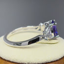 Sterling Silver Double Butterfly Amethyst Center Stone CZ Ring