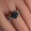 Sterling Silver Large Rainbow Princess CZ Pave Ring