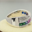 Sterling Silver Multicolor CZ Twist Ring